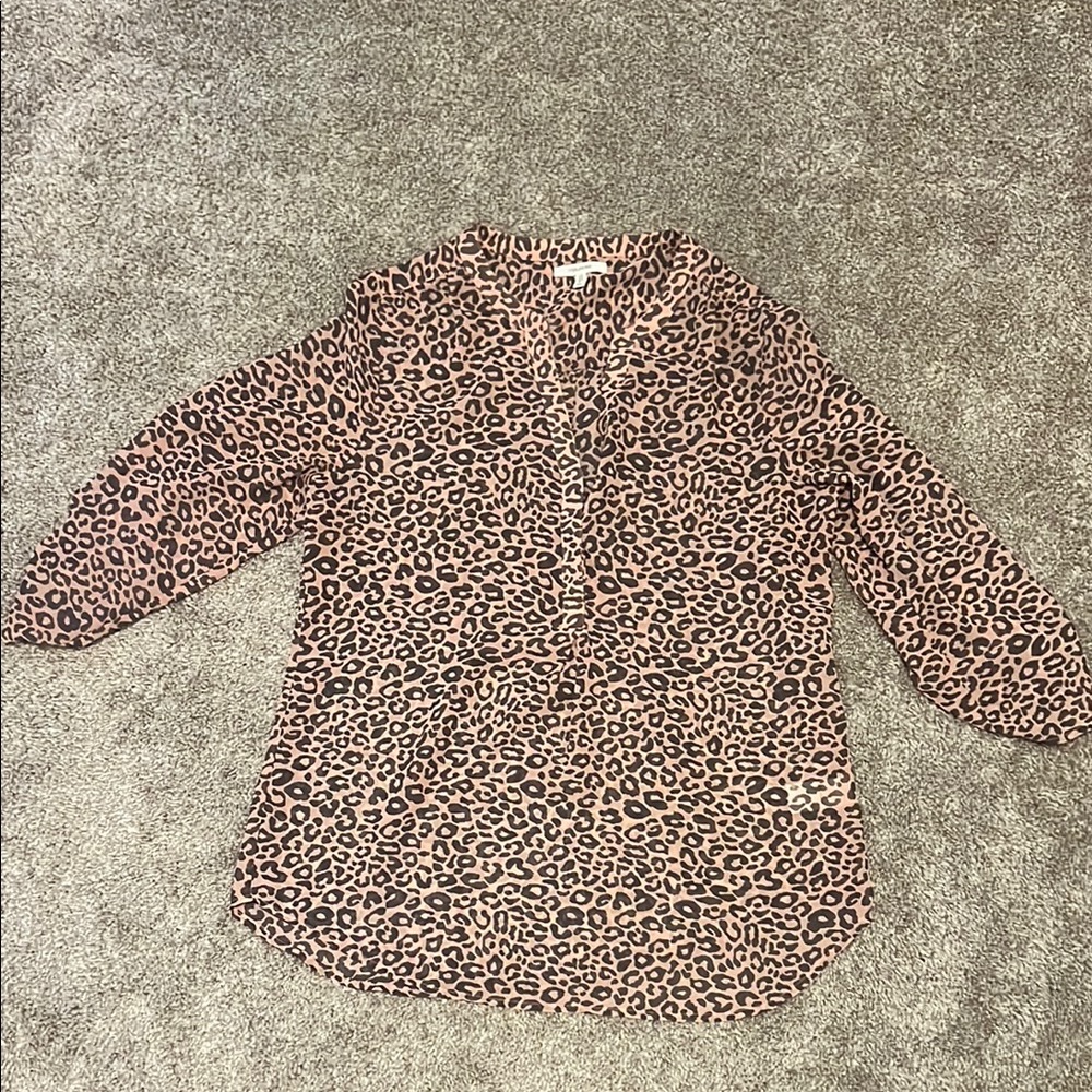 Maurices Leopard Print Blouse - Brown and Pink